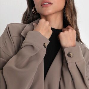 Wondrous Season Taupe Short Belted Trench Coat